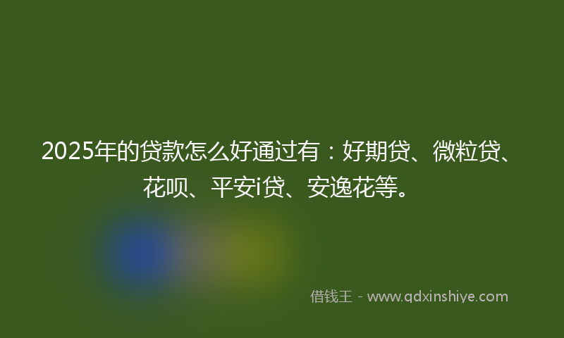 2025年的贷款怎么好通过有：好期贷、微粒贷、花呗、平安i贷、安逸花等。