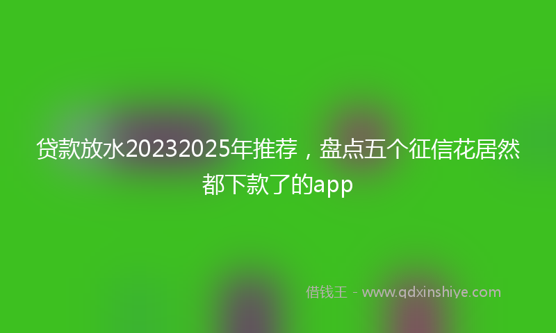 贷款放水20232025年推荐，盘点五个征信花居然都下款了的app