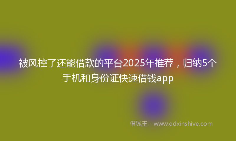 被风控了还能借款的平台2025年推荐，归纳5个手机和身份证快速借钱app