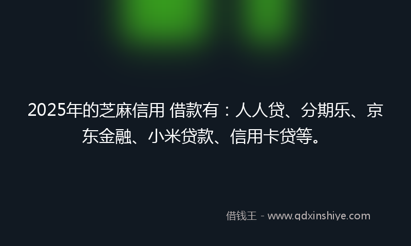 2025年的芝麻信用 借款有：人人贷、分期乐、京东金融、小米贷款、信用卡贷等。