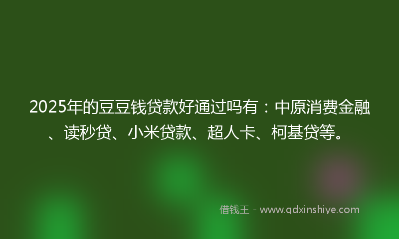 2025年的豆豆钱贷款好通过吗有：中原消费金融、读秒贷、小米贷款、超人卡、柯基贷等。