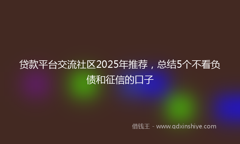 贷款平台交流社区2025年推荐，总结5个不看负债和征信的口子