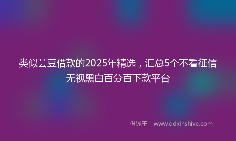 类似芸豆借款的2025年精选，汇总5个不看征信无视黑白百分百下款平台