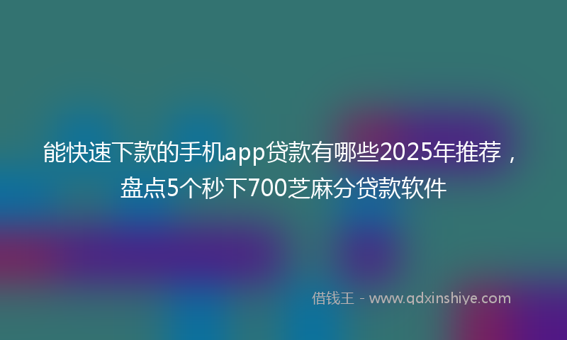 能快速下款的手机app贷款有哪些2025年推荐，盘点5个秒下700芝麻分贷款软件