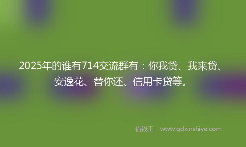 2025年的谁有714交流群有：你我贷、我来贷、安逸花、替你还、信用卡贷等。