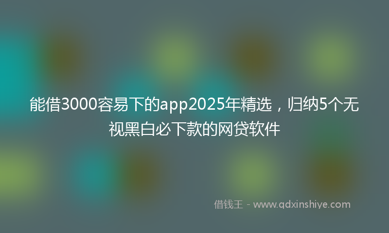 能借3000容易下的app2025年精选，归纳5个无视黑白必下款的网贷软件