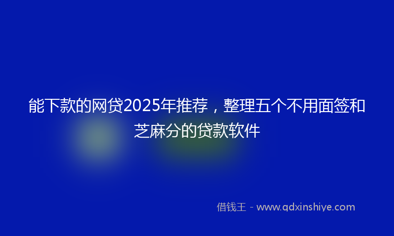 能下款的网贷2025年推荐，整理五个不用面签和芝麻分的贷款软件