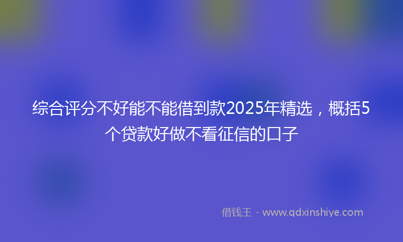 综合评分不好能不能借到款2025年精选，概括5个贷款好做不看征信的口子