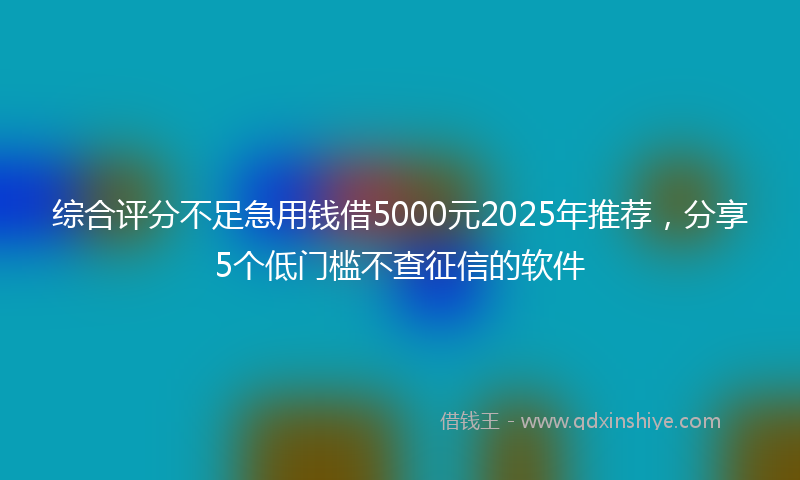 综合评分不足急用钱借5000元2025年推荐，分享5个低门槛不查征信的软件