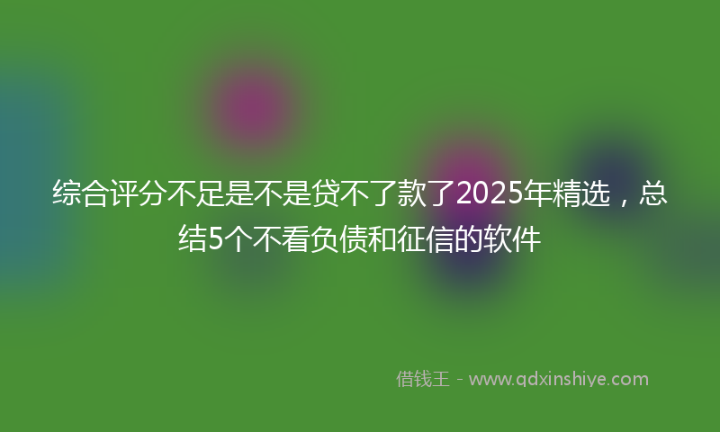 综合评分不足是不是贷不了款了2025年精选，总结5个不看负债和征信的软件