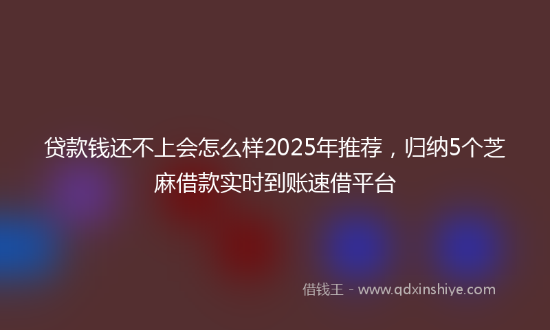 贷款钱还不上会怎么样2025年推荐，归纳5个芝麻借款实时到账速借平台