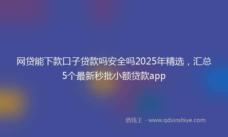网贷能下款口子贷款吗安全吗2025年精选，汇总5个最新秒批小额贷款app