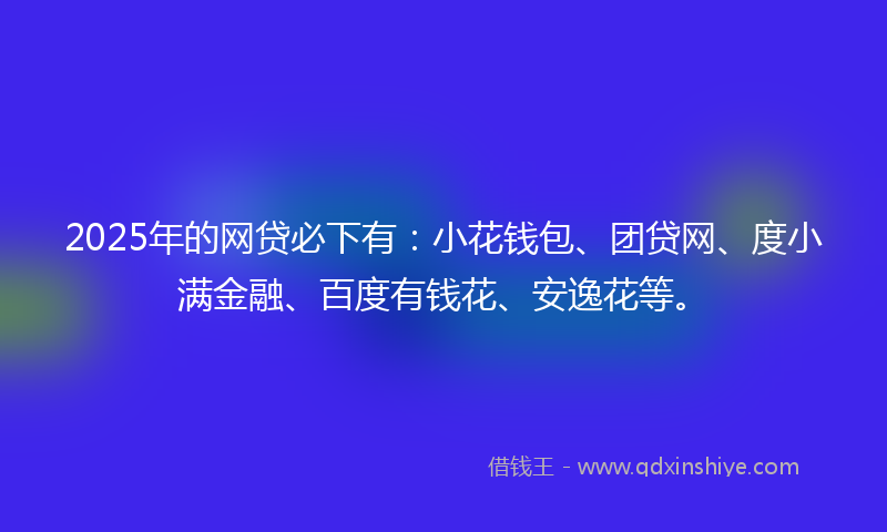 2025年的网贷必下有：小花钱包、团贷网、度小满金融、百度有钱花、安逸花等。