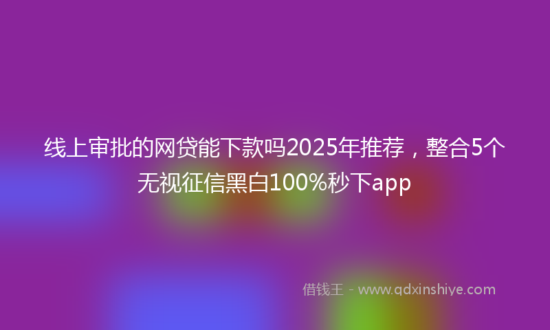 线上审批的网贷能下款吗2025年推荐，整合5个无视征信黑白100%秒下app