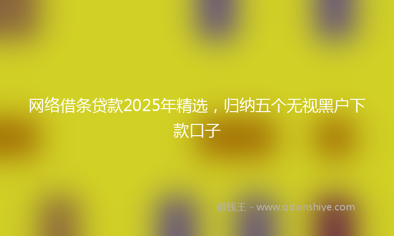 网络借条贷款2025年精选，归纳五个无视黑户下款口子