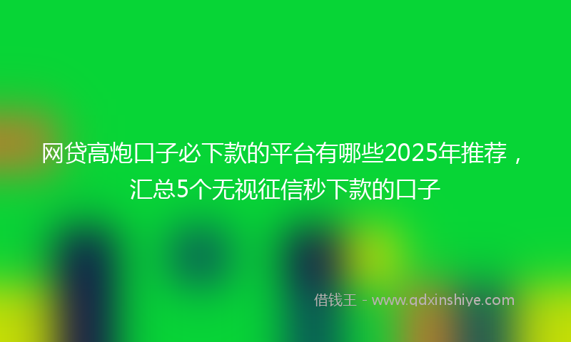 网贷高炮口子必下款的平台有哪些2025年推荐，汇总5个无视征信秒下款的口子