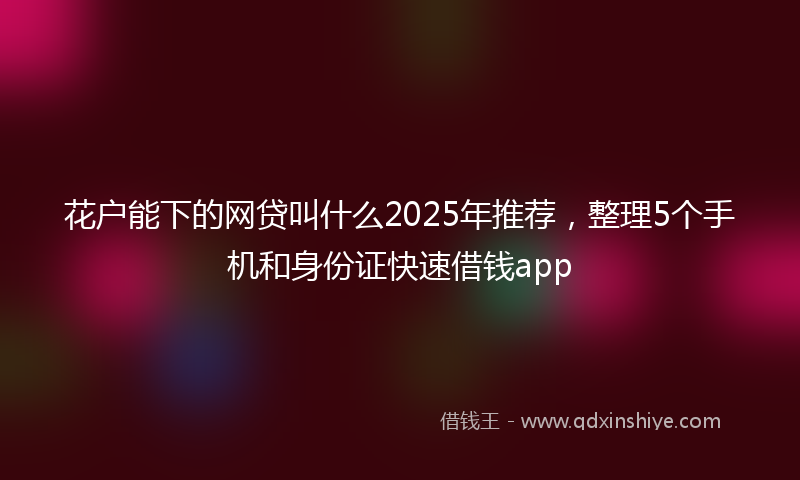 花户能下的网贷叫什么2025年推荐,整理5个手机和身份证快速借钱app