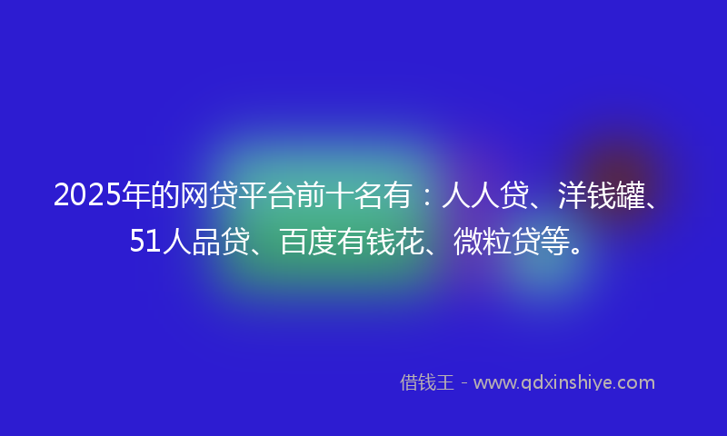 2025年的网贷平台前十名有：人人贷、洋钱罐、51人品贷、百度有钱花、微粒贷等。