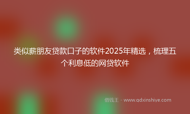 类似薪朋友贷款口子的软件2025年精选，梳理五个利息低的网贷软件