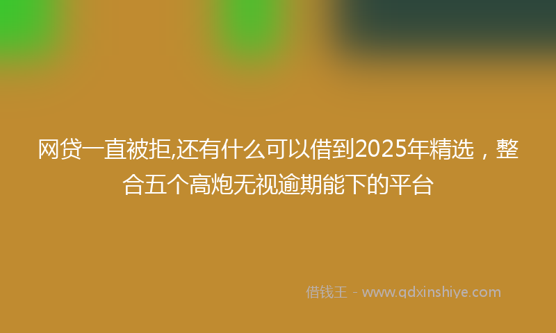 网贷一直被拒,还有什么可以借到2025年精选，整合五个高炮无视逾期能下的平台