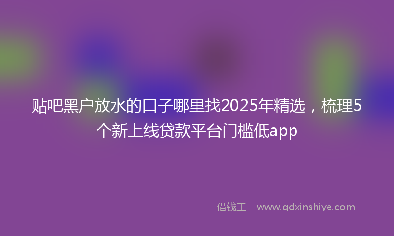 贴吧黑户放水的口子哪里找2025年精选，梳理5个新上线贷款平台门槛低app