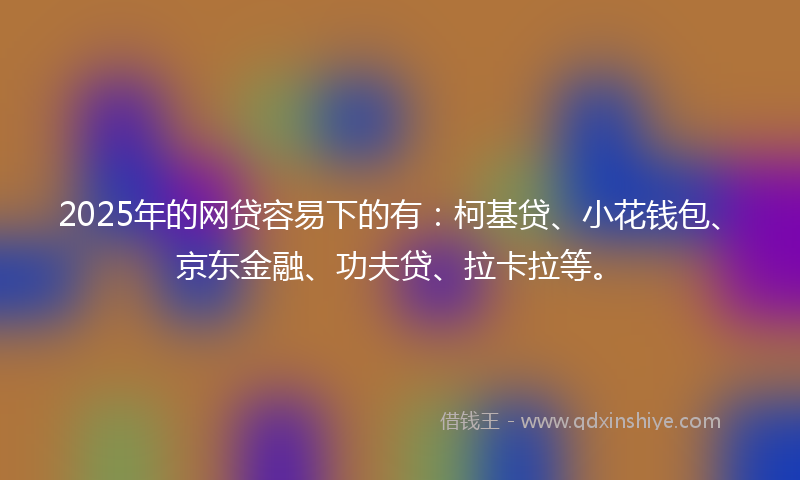 2025年的网贷容易下的有：柯基贷、小花钱包、京东金融、功夫贷、拉卡拉等。