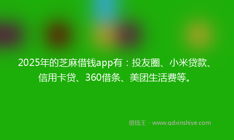 2025年的芝麻借钱app有：投友圈、小米贷款、信用卡贷、360借条、美团生活费等。