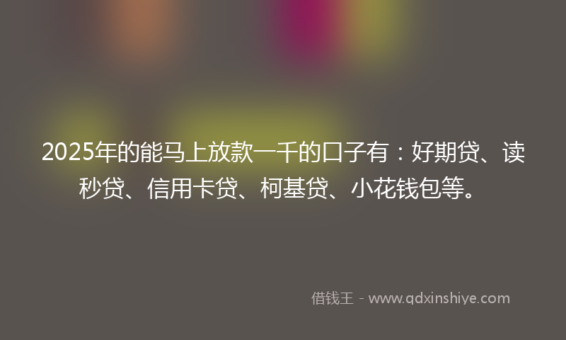 2025年的能马上放款一千的口子有：好期贷、读秒贷、信用卡贷、柯基贷、小花钱包等。