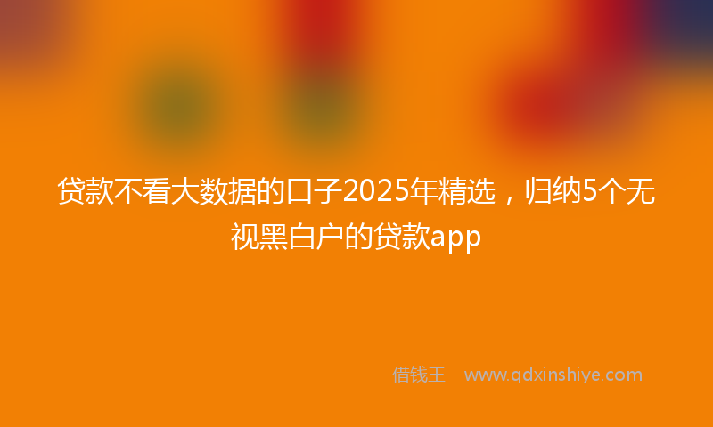 贷款不看大数据的口子2025年精选，归纳5个无视黑白户的贷款app