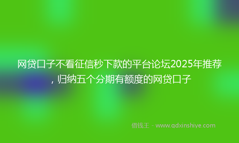 网贷口子不看征信秒下款的平台论坛2025年推荐，归纳五个分期有额度的网贷口子
