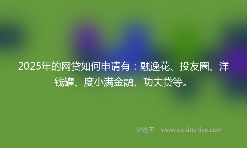 2025年的网贷如何申请有：融逸花、投友圈、洋钱罐、度小满金融、功夫贷等。