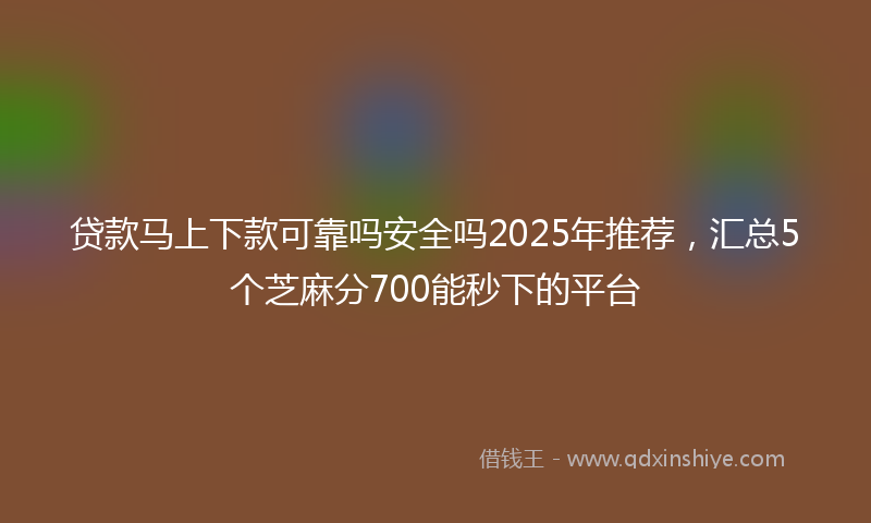 贷款马上下款可靠吗安全吗2025年推荐，汇总5个芝麻分700能秒下的平台