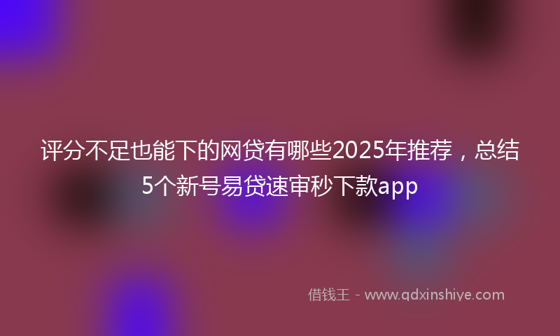 评分不足也能下的网贷有哪些2025年推荐，总结5个新号易贷速审秒下款app