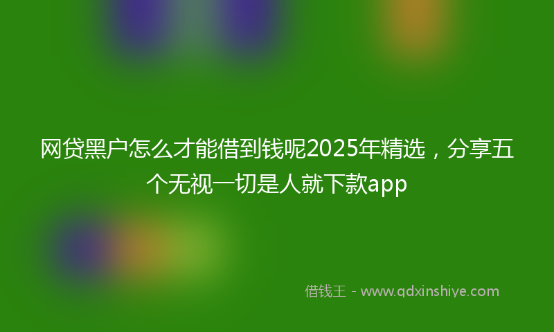 网贷黑户怎么才能借到钱呢2025年精选，分享五个无视一切是人就下款app