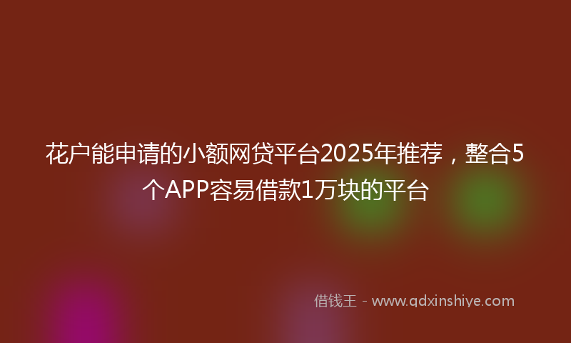花户能申请的小额网贷平台2025年推荐，整合5个APP容易借款1万块的平台