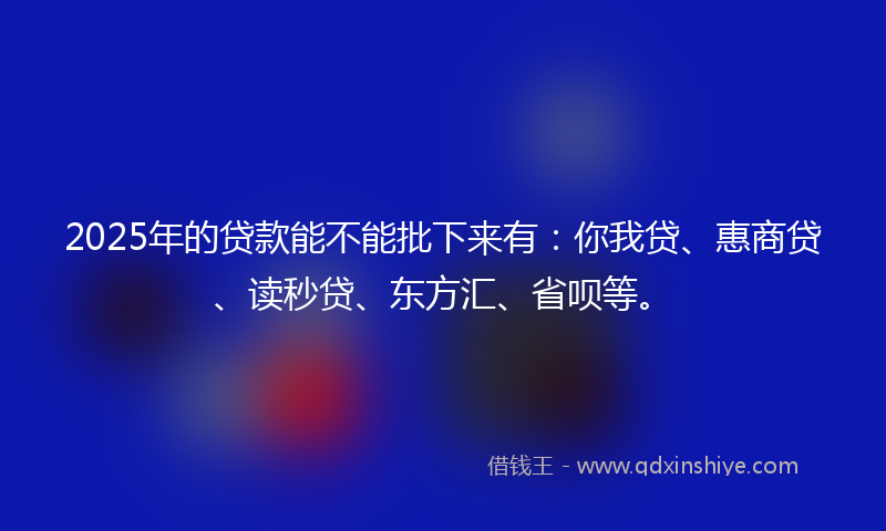 2025年的贷款能不能批下来有：你我贷、惠商贷、读秒贷、东方汇、省呗等。