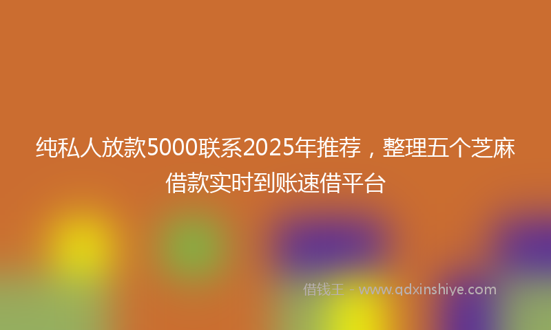 纯私人放款5000联系2025年推荐，整理五个芝麻借款实时到账速借平台