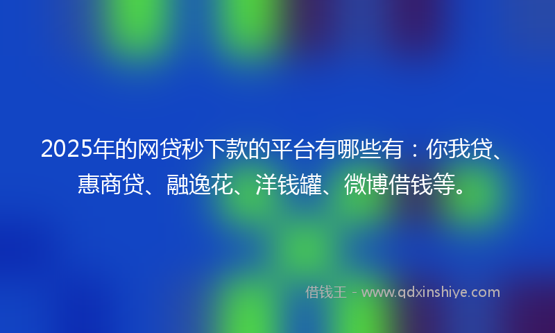 2025年的网贷秒下款的平台有哪些有：你我贷、惠商贷、融逸花、洋钱罐、微博借钱等。