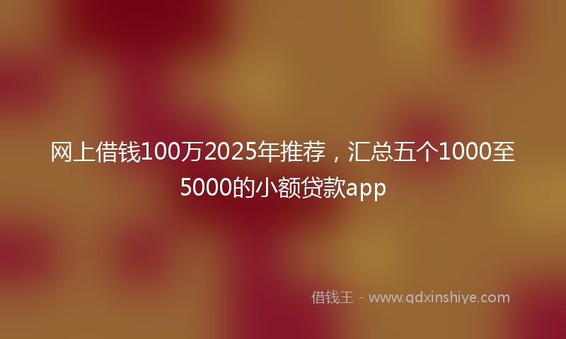 网上借钱100万2025年推荐，汇总五个1000至5000的小额贷款app