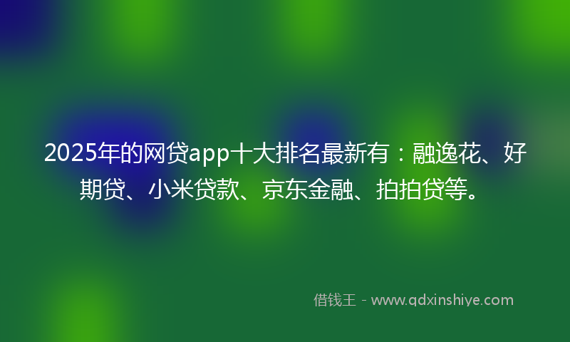 2025年的网贷app十大排名最新有：融逸花、好期贷、小米贷款、京东金融、拍拍贷等。