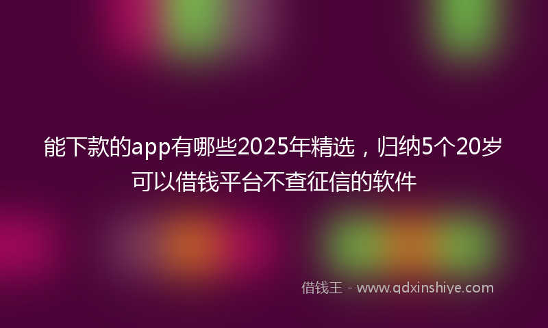 能下款的app有哪些2025年精选，归纳5个20岁可以借钱平台不查征信的软件