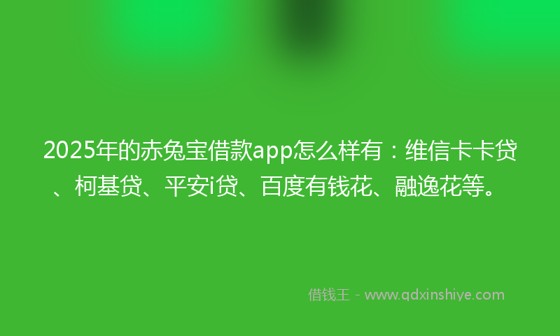 2025年的赤兔宝借款app怎么样有：维信卡卡贷、柯基贷、平安i贷、百度有钱花、融逸花等。