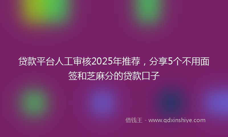 贷款平台人工审核2025年推荐，分享5个不用面签和芝麻分的贷款口子