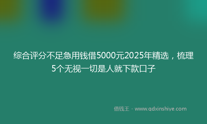 综合评分不足急用钱借5000元2025年精选，梳理5个无视一切是人就下款口子