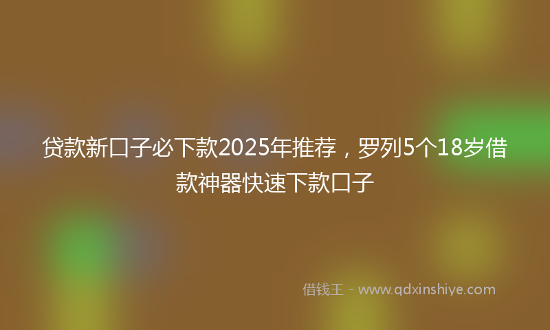 贷款新口子必下款2025年推荐，罗列5个18岁借款神器快速下款口子