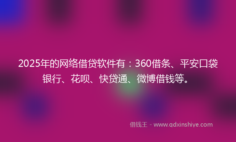 2025年的网络借贷软件有：360借条、平安口袋银行、花呗、快贷通、微博借钱等。
