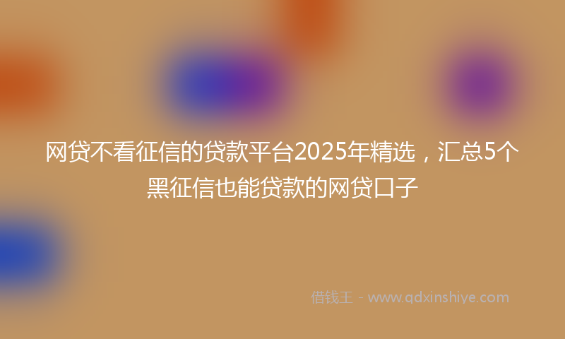 网贷不看征信的贷款平台2025年精选，汇总5个黑征信也能贷款的网贷口子