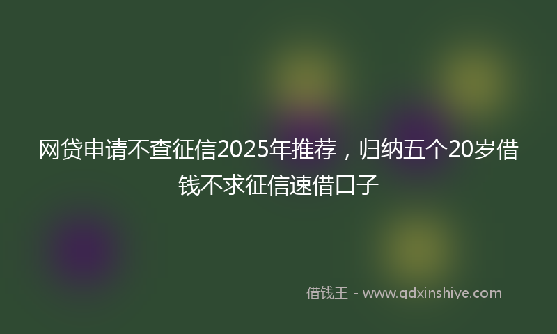 网贷申请不查征信2025年推荐，归纳五个20岁借钱不求征信速借口子