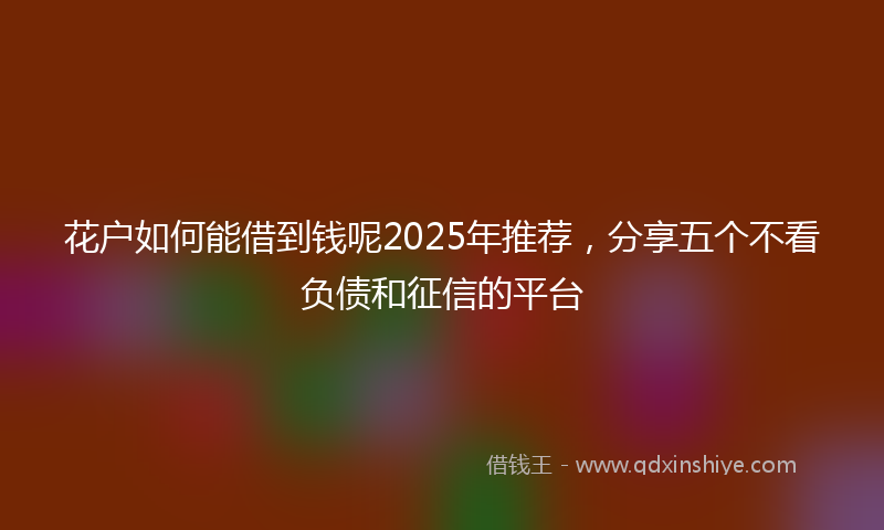 花户如何能借到钱呢2025年推荐，分享五个不看负债和征信的平台