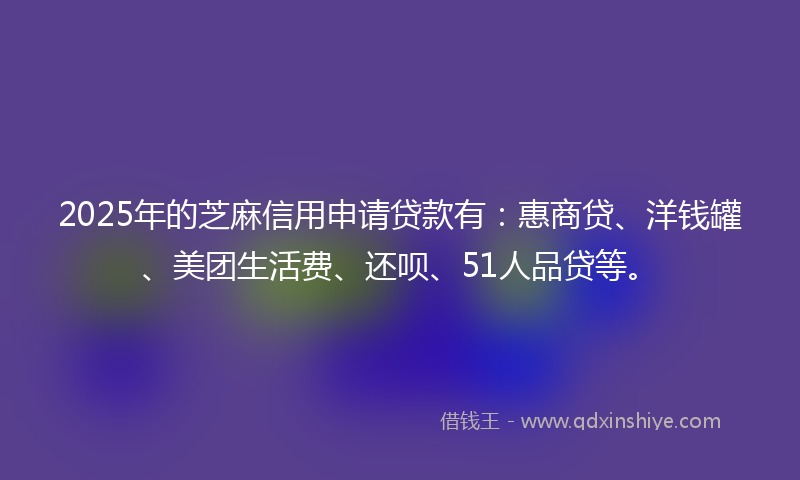 2025年的芝麻信用申请贷款有：惠商贷、洋钱罐、美团生活费、还呗、51人品贷等。